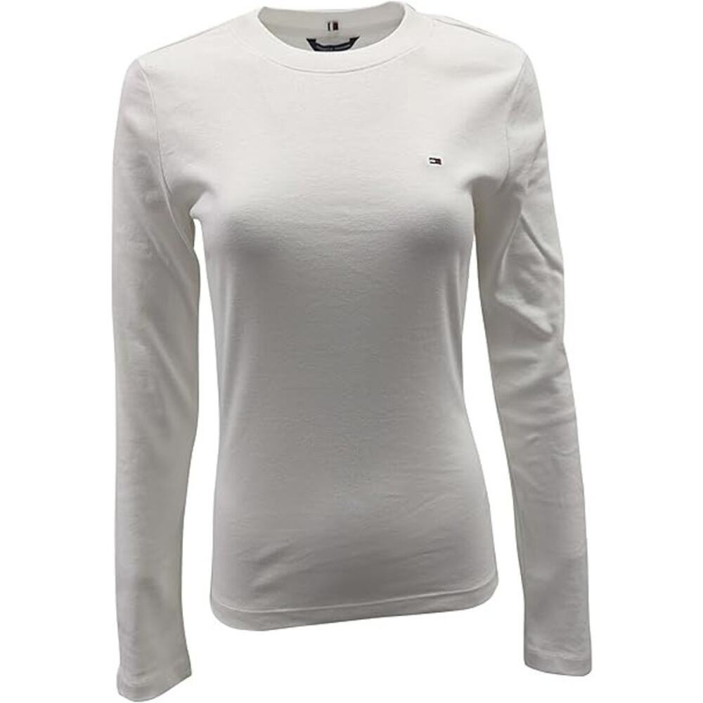 Tommy Hilfiger Women Long Sleeve Crewneck T-Shirt, White, Size XXL